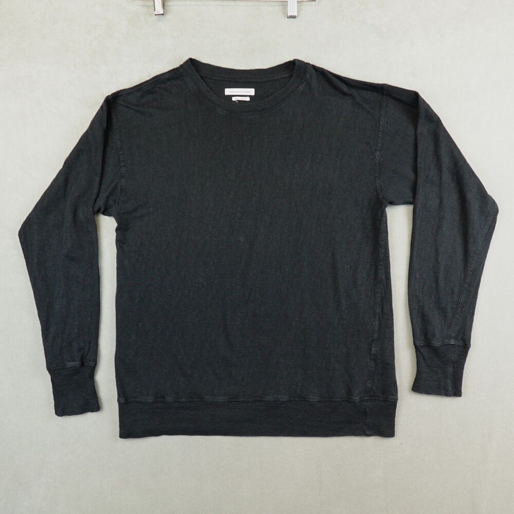 ISABEL MARANTZ ETOILE Sweatshirt Womens S Black Crewneck Linen Sheer Slub Knit